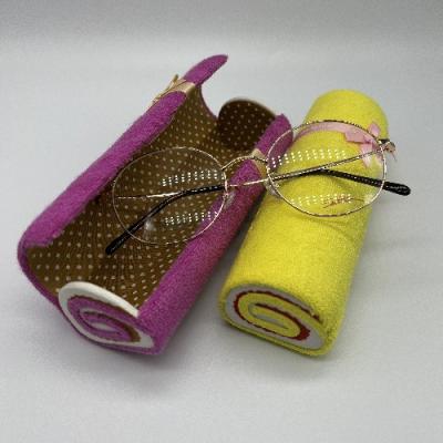 China PU Leather Kids Cute Fabric Sunglasses Metal Eyeglass Case Yellow Luxury Outdoor for sale