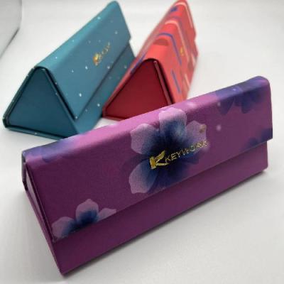 China Bespoke Pattern Eyewear Foldable Sunglasses Case Triangular Pressure Resistant for sale