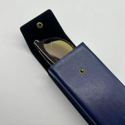 China 16.6CM PU Cuboid Metal Eyeglass Case Portable Small Size For Optical glasses for sale