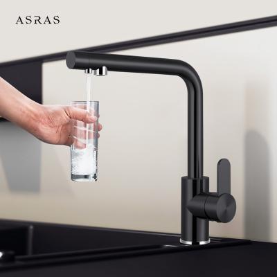 China Asras 304 Black Stainless Steel Faucet Hot and Cold Mixer Kitchen Faucet drinking water knob 4040-1 for sale