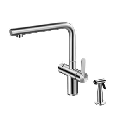 China Asras ss304 Stainless Steel Faucet Hot and Cold Mixer Kitchen Faucet with Sprayer Single Handle 3064-1 for sale