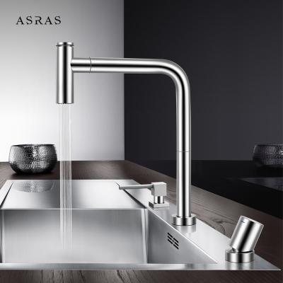 China Asras SUS304 kitchen tap faucet separated hot/cold mixer pull out tap sprayer switch single handle manufacturer 3042 for sale