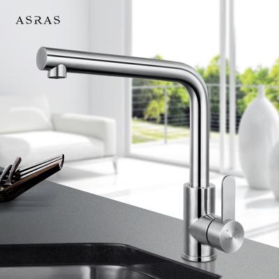 China Asras 304 stainless steel faucet Hot and cold mixer kitchen tap pull down solid spring loaded sprayer single handle 3052 for sale