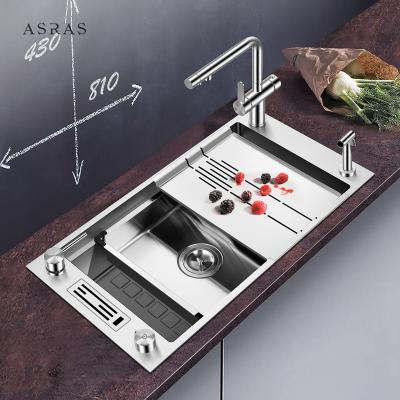 Chine Asras supply high quality single bowl kitchen sink 304 stainless steel stepped-base sink 8143J-2 à vendre