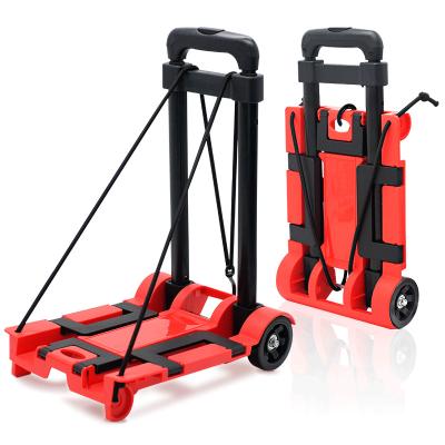 China Tools 50kgs Loading Capacity Platform Foldable Four Wheel Plastic Hand Luggage Trolley for sale