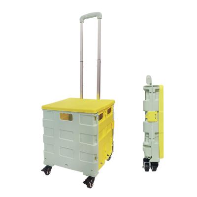 China 2022 Hot Selling Collapsible Folding Crate On Wheels Heavy Duty Folding Shopping Carts 4 Wheels for sale