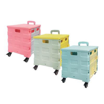 China Folding Folding Hand Push Trolley Rolling Swivel 4 Wheels Supermarket Shopping Trolley for sale