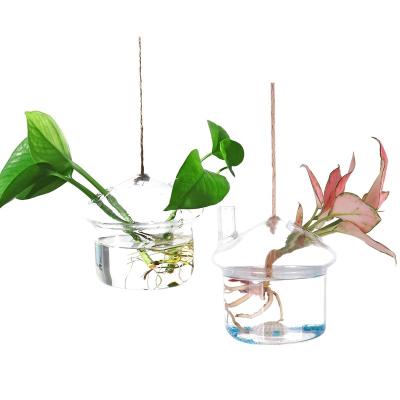 China Ivolador 2PCS Mini Flower Planter Vase Greenhouse Modern Mushroom Shape Hanging Glass Container For Hydroponic Plants Garden Decor for sale