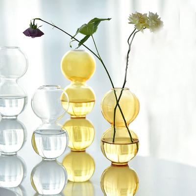 China Eco-Friendly No MOQ Nordic Style Crystal Clear Glass Flower Transparent Vase To Match Decor for sale