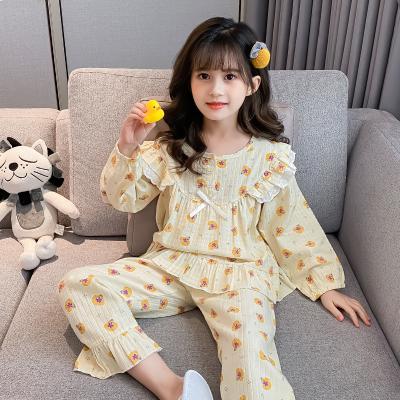 China Autumn New Long Sleeve Trousers Cotton Breathable Comfort Girls Pajamas Soft Home Suit Girl Pajamas for sale