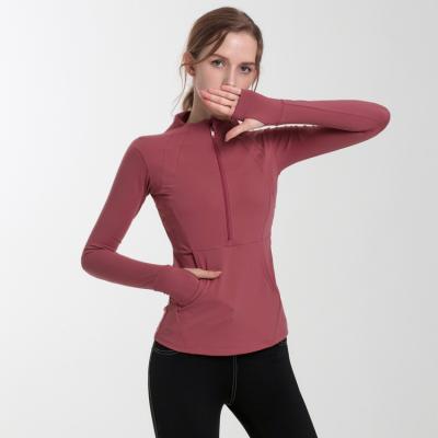 China Breathable Breathable Sports Yoga Top Women's Tight Half-zip Long Sleeve Gym Fitness Clothes Yoga Equipments Top for sale