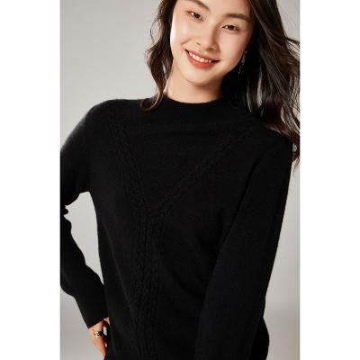 China Anti-pilling Solid Color Thick Thin High Neck Half Knit Base Warm Sweater Women Cashmere Sweater for sale