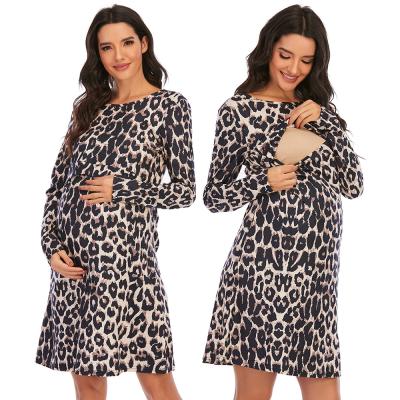 China European and American Autumn Leopard Print Maternity Wear Radiation Protection New Breastfeeding Outside Dress for sale