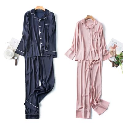 China Fashion Home Wear Plus Size Pajamas Autumn Home Silk Fresh Couples Long Sleeved Pajamas for sale