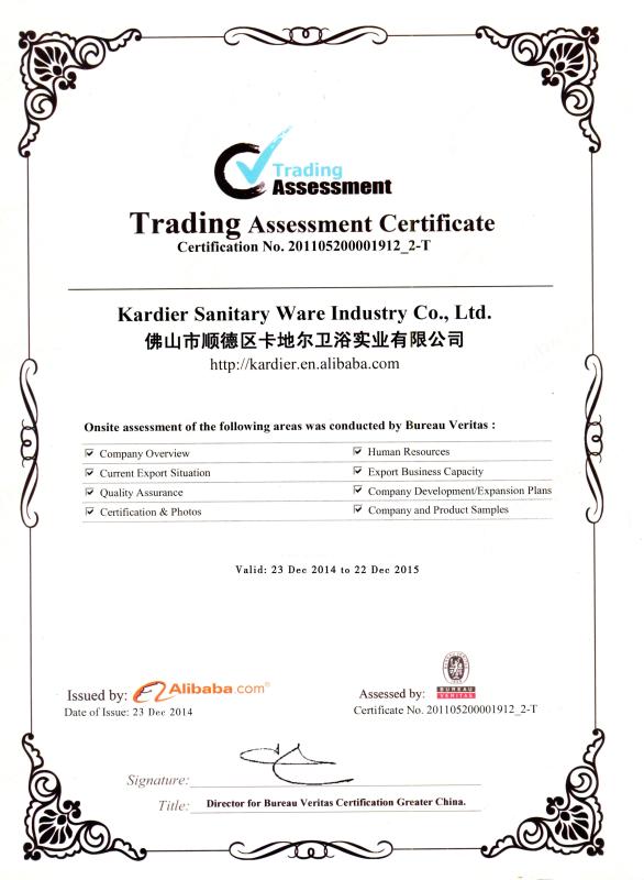 Trading Assessment Certificate - Foshan Shunde Kardier Sanitary Ware Industry Co., Ltd