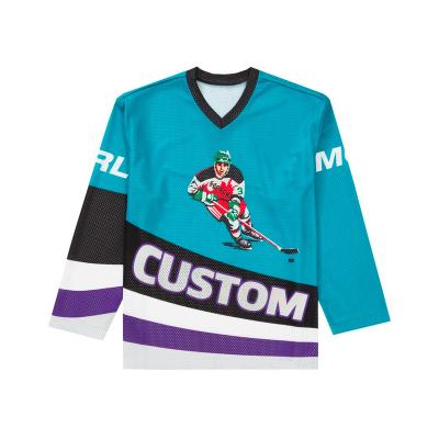 China Quick Dry Custom OEM Quilted Vintage Twill Embroidered Youth Double Sided Mens Team Reversible Custom Sublimated Ice Hockey Jersey for sale