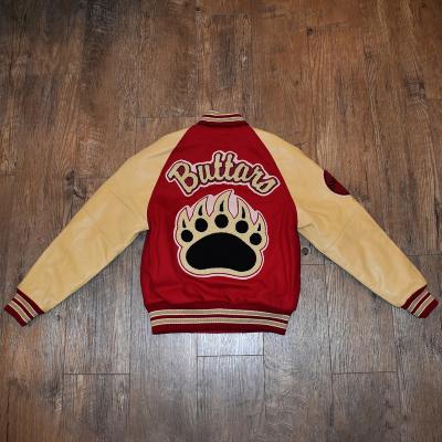 China QUICK DRY Custom Embroider Patched Logo Letterman Varsity Men Baseball Jackets With Leather Sleeves for sale