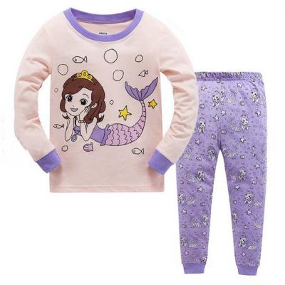 China Wholesale Hot Cute Girls Breathable Cartoon Design Children's Long Sleeve Pajamas Set Sleepwear for sale