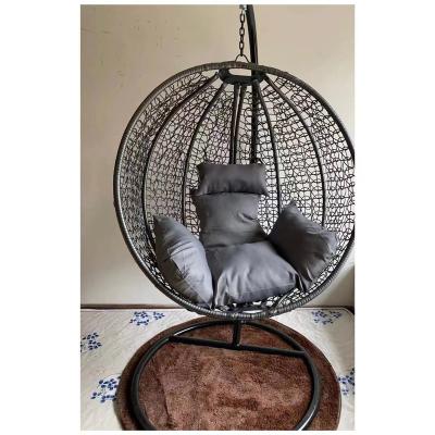 China Modern Wholesale Custom PE Rattan Steel Eggs Swing Basket Hanging Chair With Cushion Swing Hanging Chair for sale