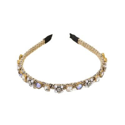 China Fashion rape pearl gold zircon alloy ladies diy headband luxury shape Zircon headband for sale