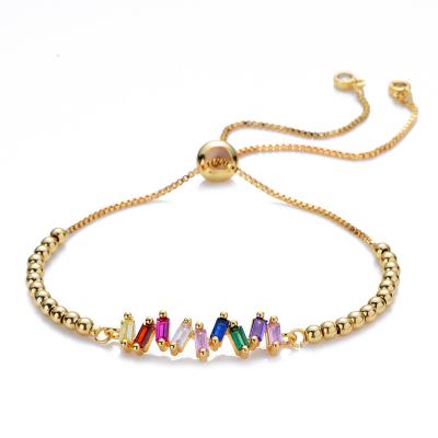 China New Vintage Zircon Series Adjustable Diamond-Encrusted Bracelet Diamond-encrusted Butterfly Eye Wave Micro-inlaid Rainbow Color for sale