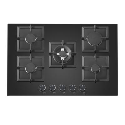 China Household Tempered Glass Gas Counters Kitchen With 5 Burner Gas Stove for sale