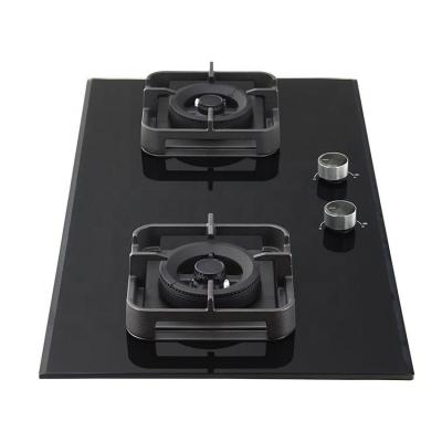 China Professional Household Chef Top Cooker 2 Burner Large Flame Stove Glass Gas Stove for sale