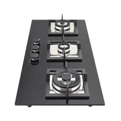 China Household 3 Head Tempered Glass Multifunctional Gas Stove Energy Saving Stove for sale