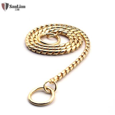 China Sustainable Hot Sale Dog Amazon Accessory Gold And Black Muffin Snake Chain Dog Collar for sale