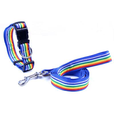 China Rainbow Color Sustainable Quality Nylon Collar And Leashes Set For Puppies for sale