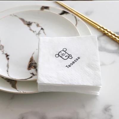 China Custom white hotel lunch napkin napkins 100% woodpulp woodpulp printed kraft style layer gsm style logo restaurant napkins white for sale