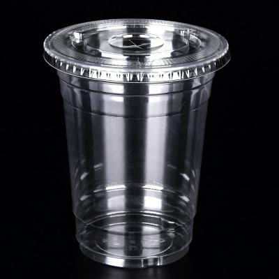 China Clear Printing 10oz Disposable PET Juice Plastic Cup Logo Printed Disposable 12oz 16oz 24oz for sale