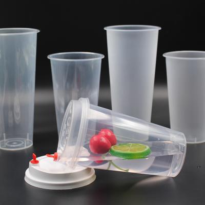 China Restaurant Custom Coffee 500ml 700ml Clear PP PET Disposable Plastic Bubble Tea Cup With Lid for sale