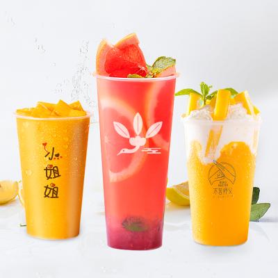 China 2021 Hot Selling China Disposable Custom Printed Clear Disposable Drinking Frosted Plastic PP Bubble Tea Cup for sale