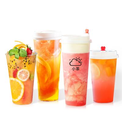 China Eco-Friendly Disposable PP Transparent Disposable Plastic Cup With Lid Bubble Tea Cup for sale