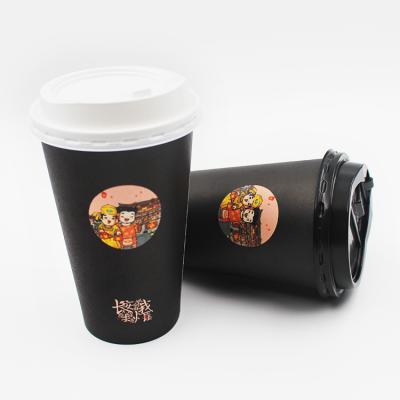 China Logo Print Disposable Single Wall Disposable Custom Black Coffee Cup Disposable Paper Noodle Paper Cup for sale