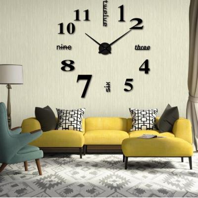 China Calendars Novelty Modern Design Home Wall Sticker Large DIY 3D Decorative Frameless Wall Clock for sale