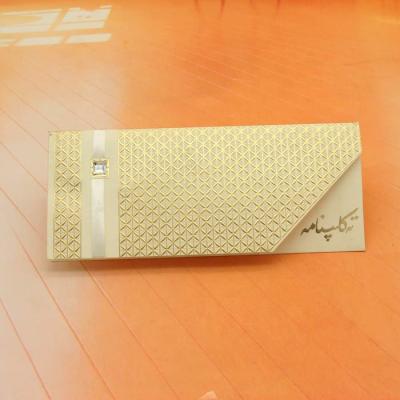 China China Acrylic Style Invitation Chinese Royal Gold Wedding Card Design and Ribbon Decoration Wallet/poket for sale