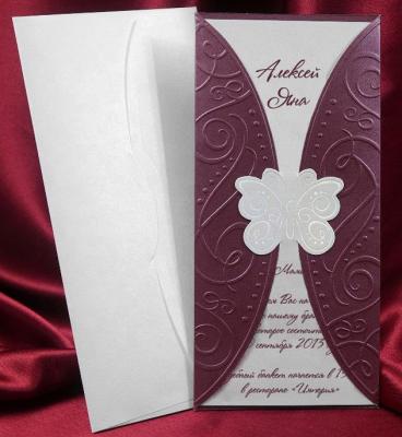 China Europe pearl paper simple clear style colorful invitation card design with butterfly for sale