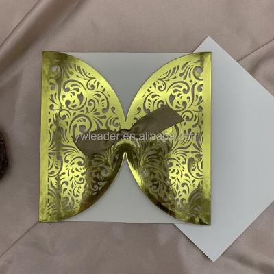 China Europe hot sale laser cut gold foil paper wedding invitation card for sale