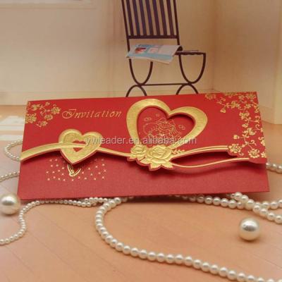 China India Fashion Tassel Pendant With Pink Pearl Hollow Paper Heart Shape Going Out Invitation Card With Embossed for sale