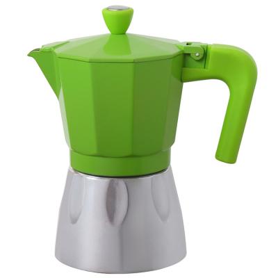 China Viable 3 Cups Shape Stovetop Professional Newcomers Cafetera Hand Held Coffee Maker for sale