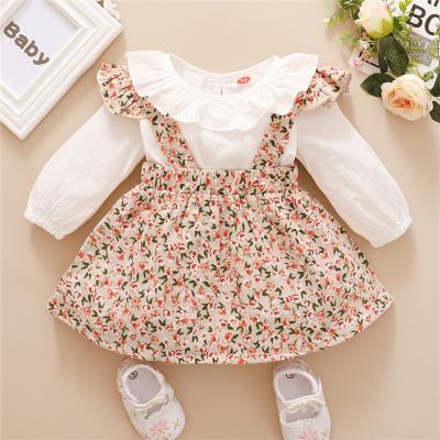 China Infant Solid Floral INS Long Sleeve Shirt Corduroy Skirt Baby Clothing Sets Vintage Kids Clothing Sets for sale