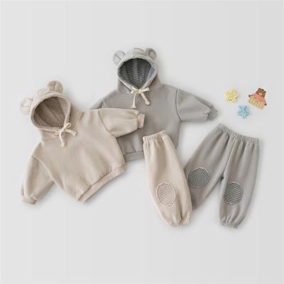 China 2022 Japan style children's clothing boy girl costume cute spring fashion Korean cotton hooded top sports pants two-piece set for sale