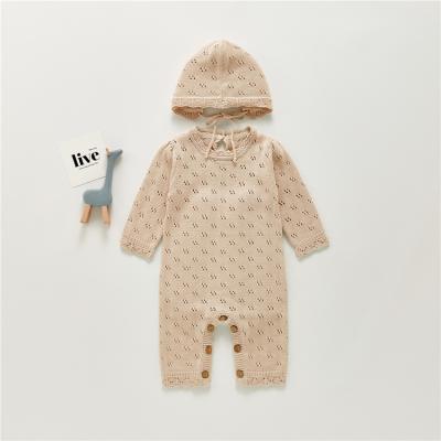 China Home Life Infantil Ropa De Ninos One-piece Knitted Romper Baby Winter Hollow Overalls With Hat for sale