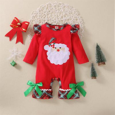 China Home Life Children's Wear Baby Christmas Print Jumpsuit Long Legs Khaki 0-3Y Rising Romper for sale