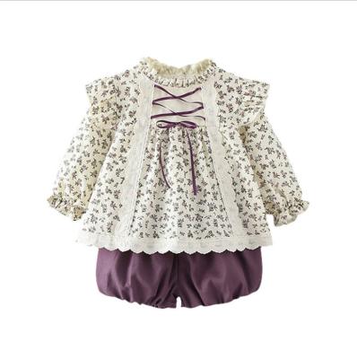 China Wholesale Spring Newborn Infant Babies Breathable Rompers Bubble Vintage Floral Kids Outfits Clothes Sets for sale