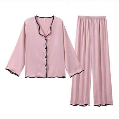 China Wholesale Women's Silk Satin Thermal Home Wear Chiffon Pijamas Solid Color Chiffon Sleepwear for sale