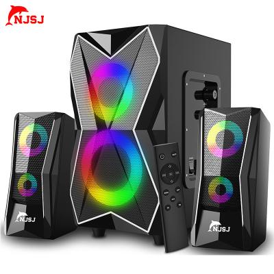 China NJSJ PORTABLE Gaming Computer Speakers with Subwoofer, 2.1 Powered Sound System, Cool Colorful LED, Multimedia Speakers for sale