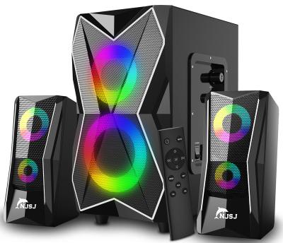 China NJSJ USB 2.1 Wireless Radio Subwoofer Creative Bass Music Gaming Speaker 3.5mm RGB BT Computer Stereo Speaker for sale